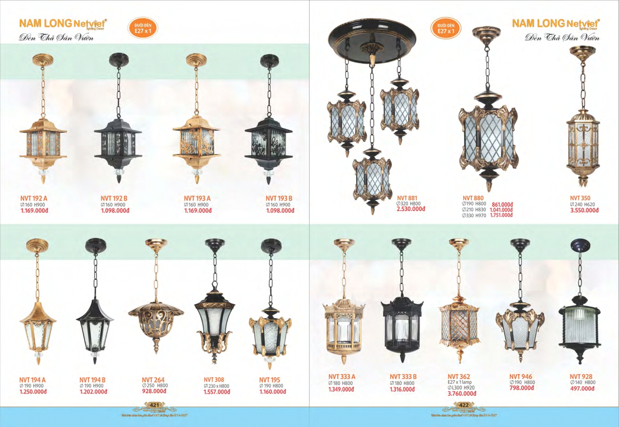 Bảng giá đèn trang trí Nam Long